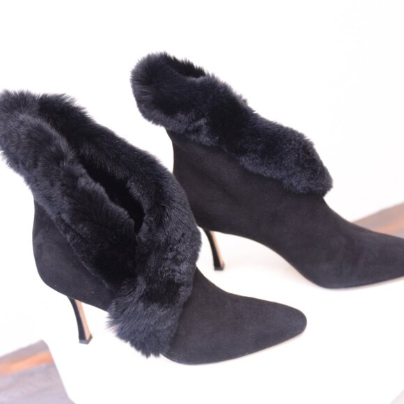 Manolo Blahnik NESTANU M Black Suede 38.5 Made in Italy Camoscio Nero - Picture 4 of 11